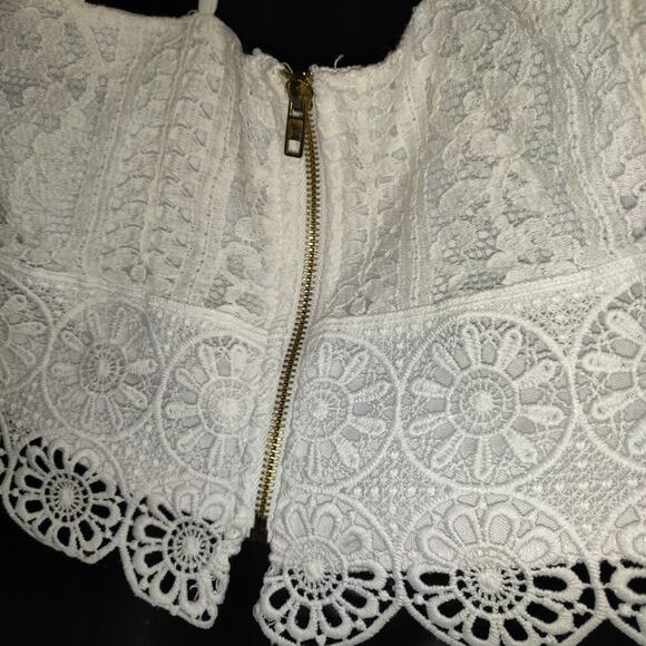 Charlotte Russe Y2K White Crop Top Lace Halter Strappy Boho Festival Hippie - Picture 8 of 16